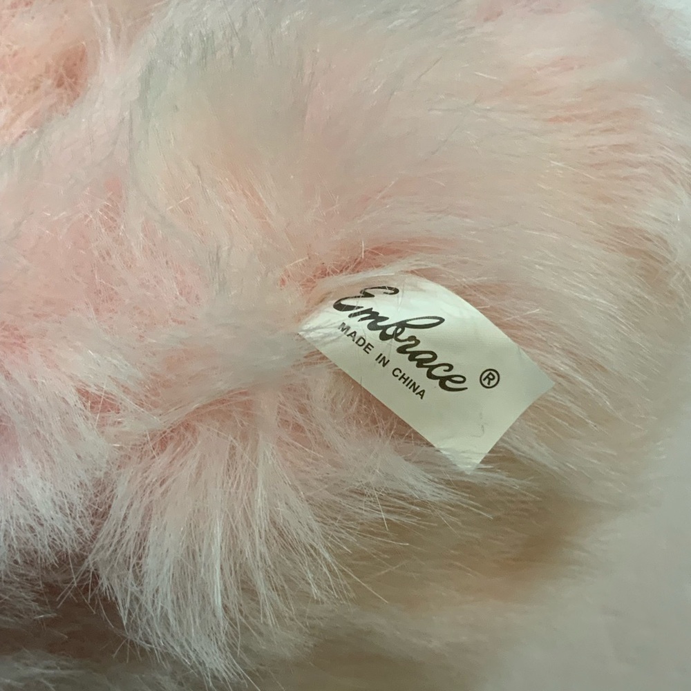 Plush Duck Pink and White Embrace Fluffy 10 in Long Stuffed Animal NOS - Picture 6 of 6